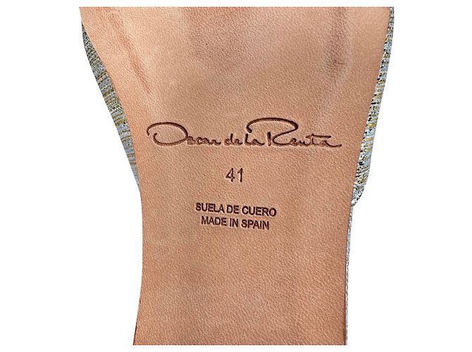 Mules Oscar De La Renta in poliestere argento a righe metalliche intrecciate Multicolore - vista 9