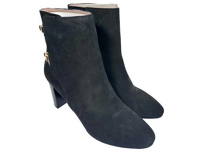 Botines de tacón alto Chloé con doble hebilla en ante negro - vista 4