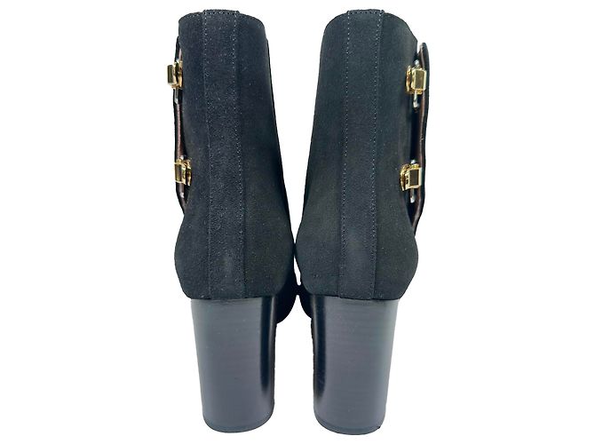 Botines de tacón alto Chloé con doble hebilla en ante negro - vista 5