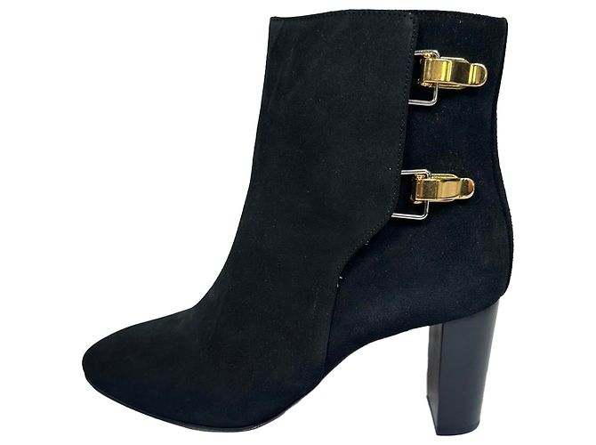 Botines de tacón alto Chloé con doble hebilla en ante negro - vista 6
