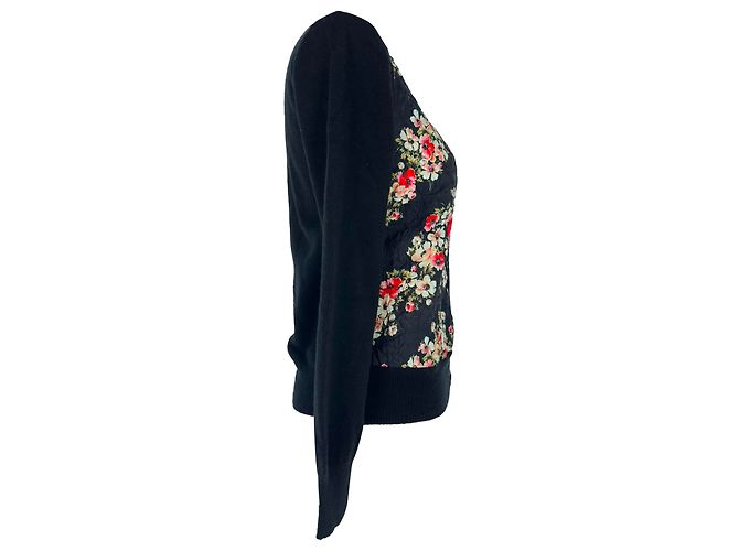 Dolce & Gabbana Cardigan mit Blumenprint aus dunkelblauem Kaschmir Marineblau - Ansicht 2