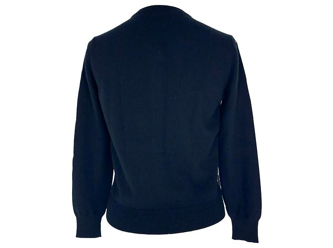 Dolce & Gabbana Cardigan mit Blumenprint aus dunkelblauem Kaschmir Marineblau - Ansicht 3