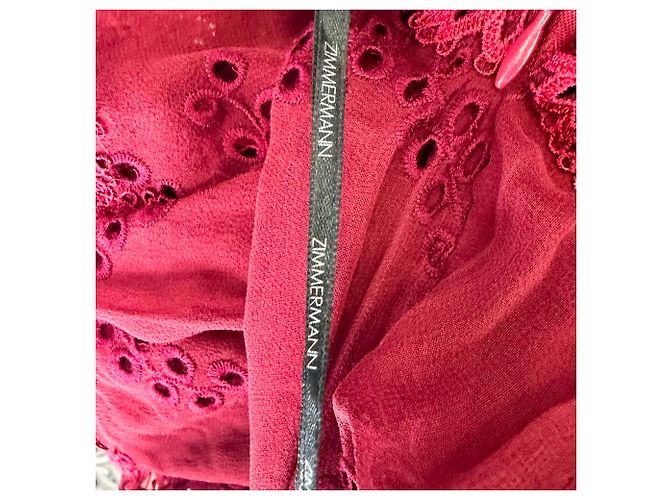 Vestido maxi con adornos de encaje Zimmermann en seda borgoña Roja Burdeos - vista 4