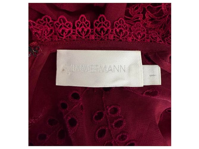 Vestido maxi con adornos de encaje Zimmermann en seda borgoña Roja Burdeos - vista 5