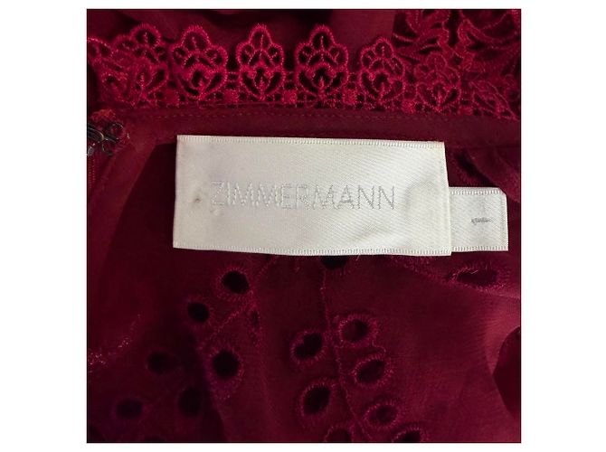 Vestido maxi con adornos de encaje Zimmermann en seda borgoña Roja Burdeos - vista 6