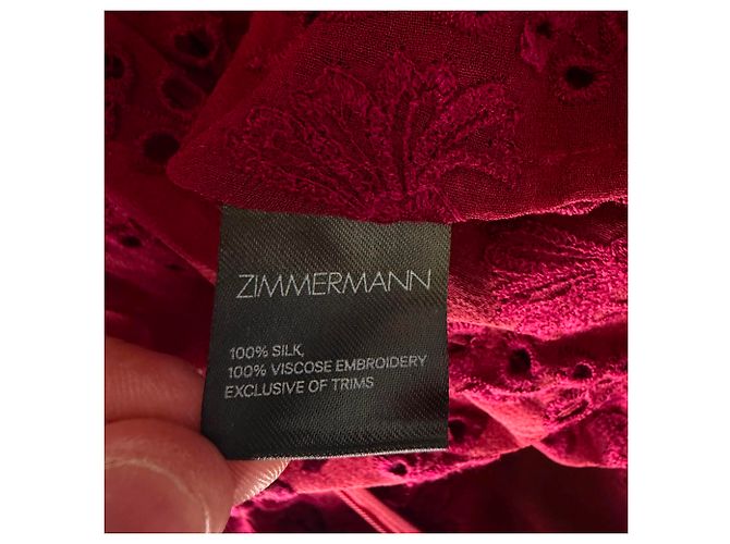 Vestido maxi con adornos de encaje Zimmermann en seda borgoña Roja Burdeos - vista 7