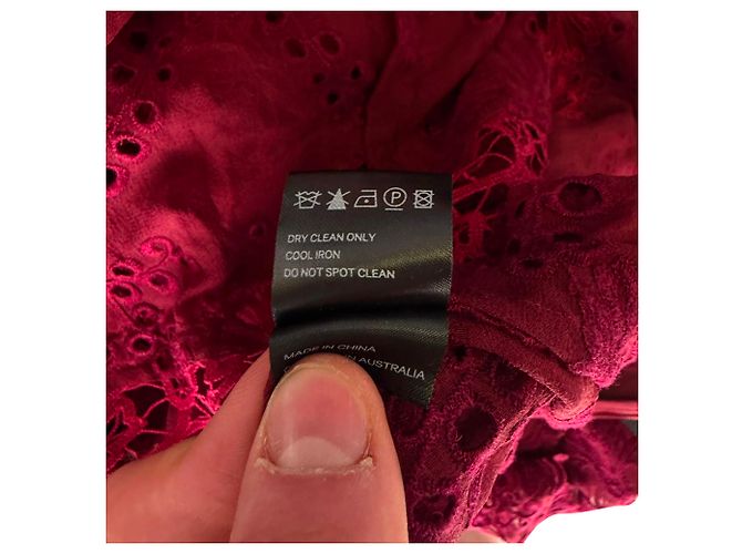 Vestido maxi con adornos de encaje Zimmermann en seda borgoña Roja Burdeos - vista 8