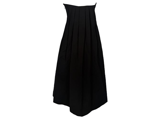 Vestido midi Staud Kennedy con espalda plisada en algodón negro - vista 3