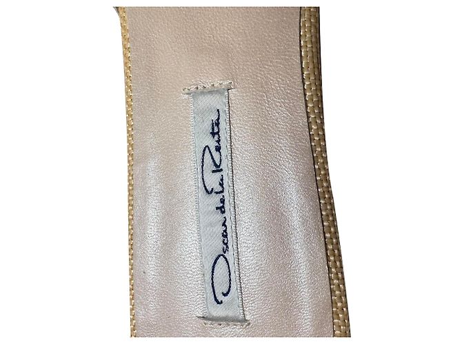 Mules ricamate Oscar De La Renta in rafia beige - vista 12