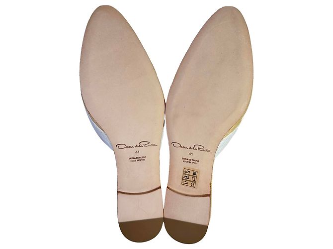 Mules ricamate Oscar De La Renta in rafia beige - vista 8