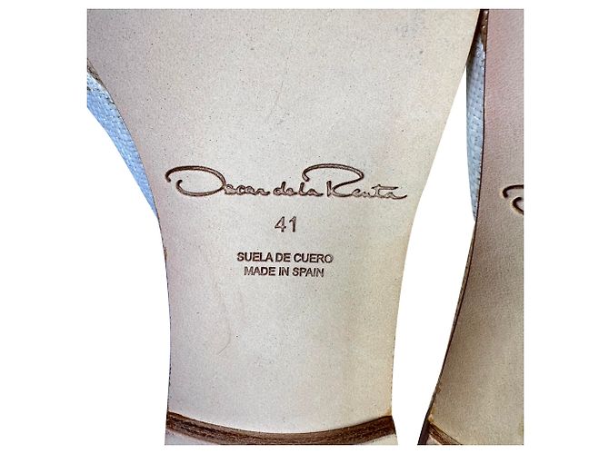 Mules ricamate Oscar De La Renta in rafia beige - vista 9