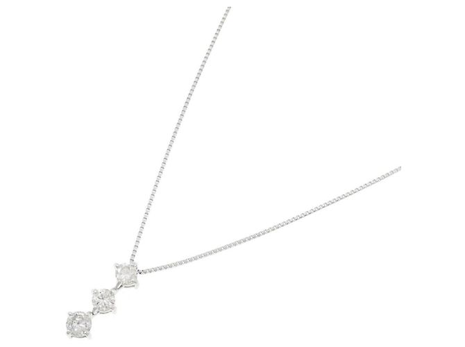 Autre Marque Collana con tre diamanti Pt900/Pt850 Argento - vista 2