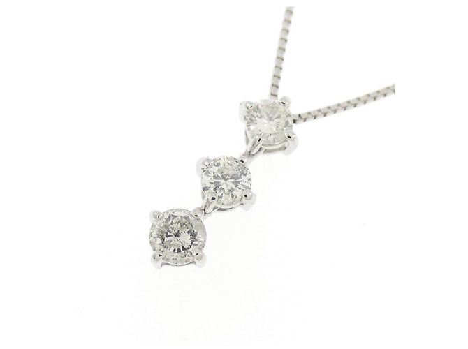 Autre Marque Collana con tre diamanti Pt900/Pt850 Argento - vista 3