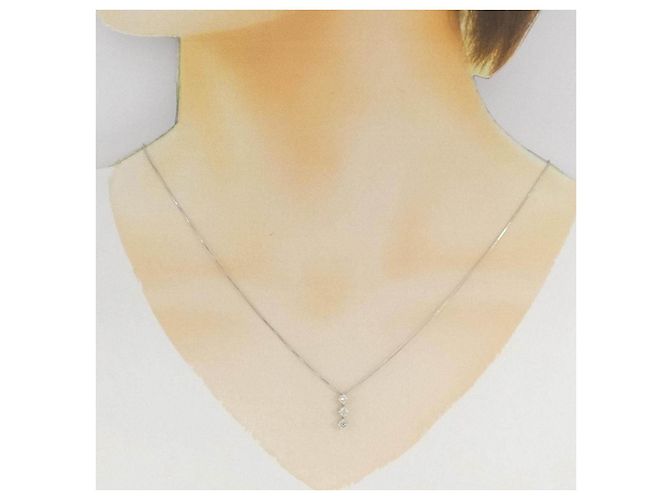 Autre Marque Collana con tre diamanti Pt900/Pt850 Argento - vista 6