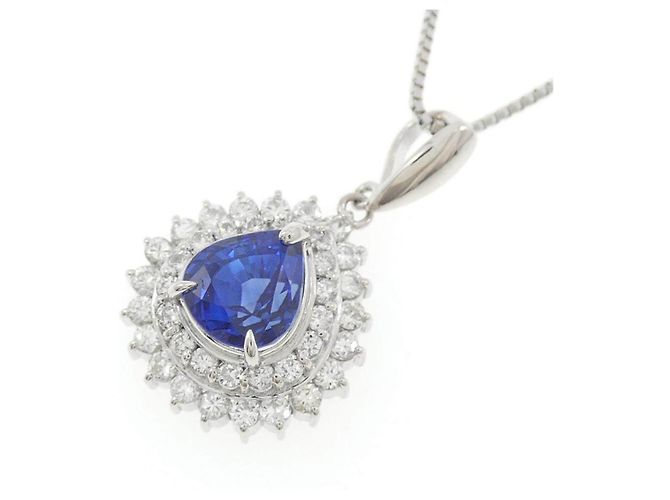 Autre Marque Collana in Pt900 Pt850 Zaffiro e Diamante Argento - vista 3