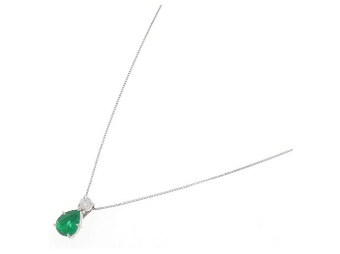 Autre Marque Collana in Smeraldo e Diamanti Pt900 Pt850 Verde - vista 2