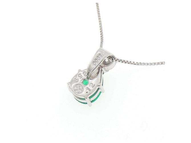 Autre Marque Collana in Smeraldo e Diamanti Pt900 Pt850 Verde - vista 4