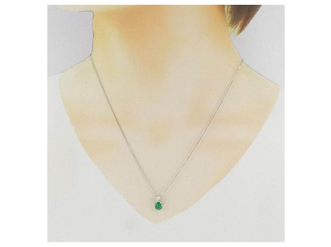 Autre Marque Collana in Smeraldo e Diamanti Pt900 Pt850 Verde - vista 6