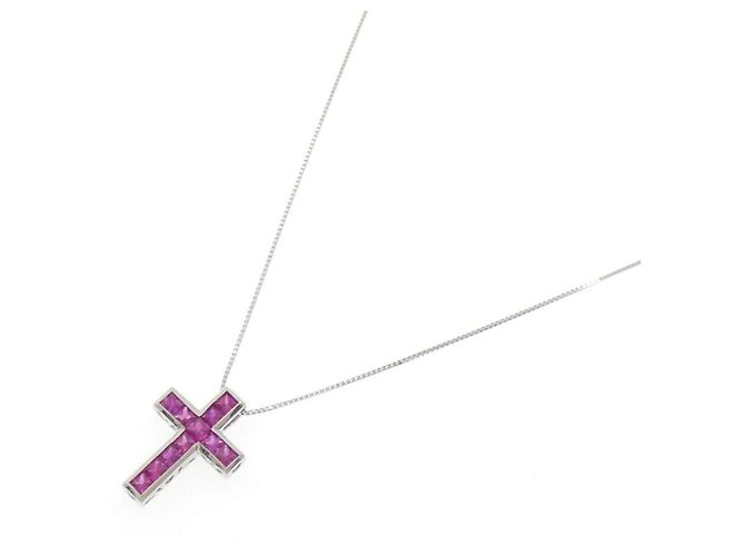 Autre Marque Collier en rubis Pt900 Pt850 Rouge - vue 2