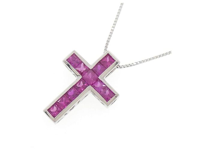 Autre Marque Collier en rubis Pt900 Pt850 Rouge - vue 3
