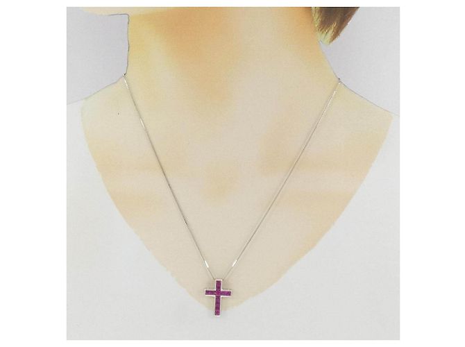 Autre Marque Collier en rubis Pt900 Pt850 Rouge - vue 6