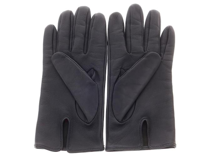 Autre Marque Dents Lederhandschuhe Blau Marineblau - Ansicht 2