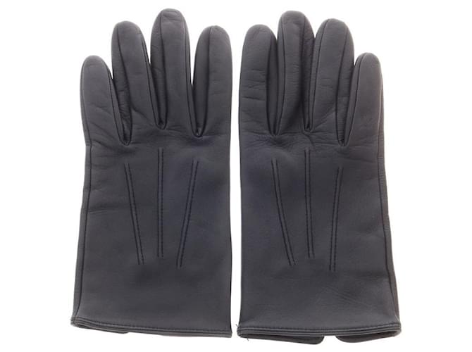 Autre Marque Dents Lederhandschuhe Blau Marineblau - Ansicht 3