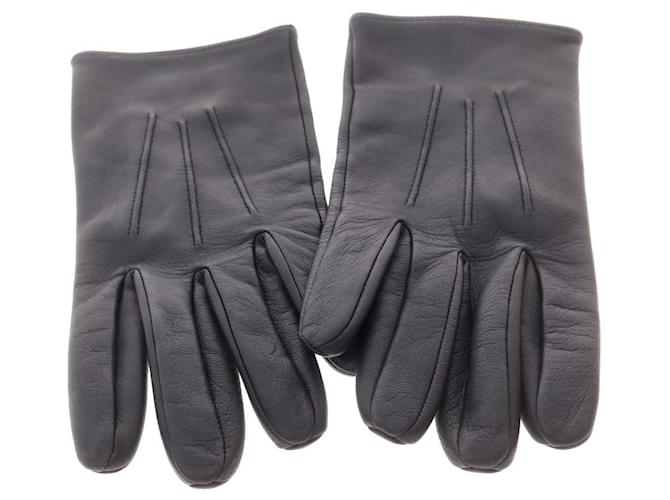 Autre Marque Dents Lederhandschuhe Blau Marineblau - Ansicht 4