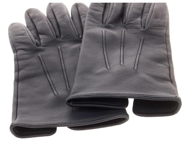 Autre Marque Dents Lederhandschuhe Blau Marineblau - Ansicht 5