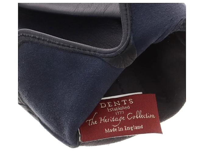 Autre Marque Dents Lederhandschuhe Blau Marineblau - Ansicht 8