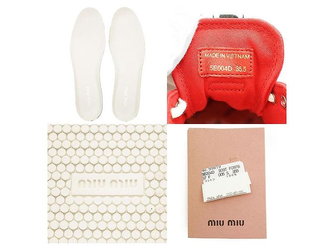 Sneakers in cotone Miu Miu Bianco Rosso - vista 10
