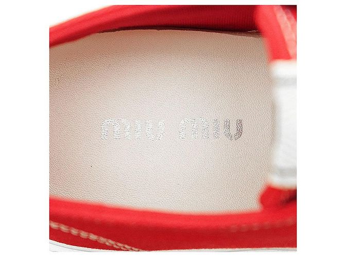Sneakers in cotone Miu Miu Bianco Rosso - vista 11
