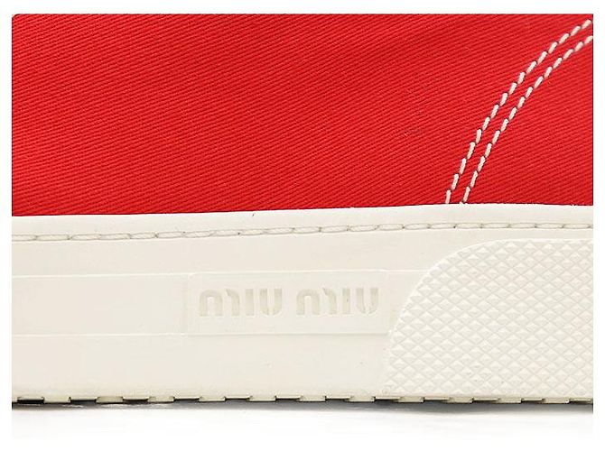 Sneakers in cotone Miu Miu Bianco Rosso - vista 12
