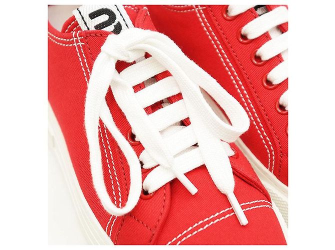 Sneakers in cotone Miu Miu Bianco Rosso - vista 13
