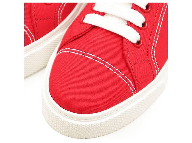 Sneakers in cotone Miu Miu Bianco Rosso - vista 2