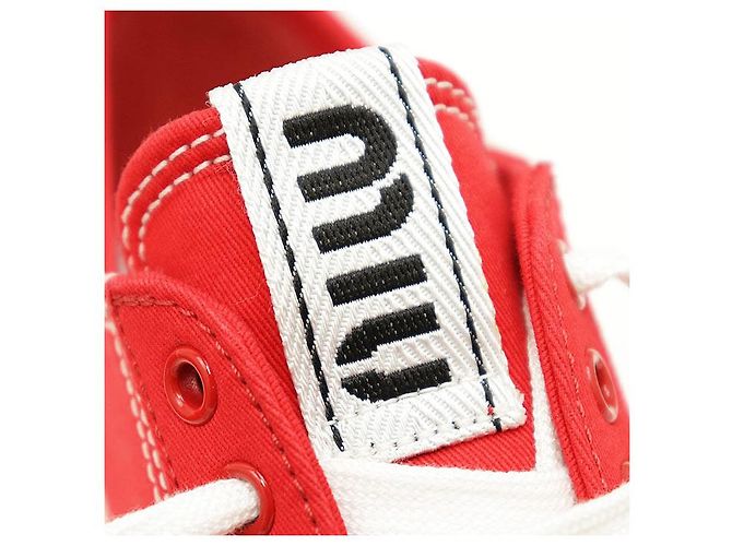 Sneakers in cotone Miu Miu Bianco Rosso - vista 3