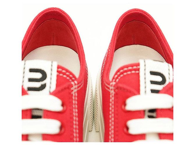 Sneakers in cotone Miu Miu Bianco Rosso - vista 6