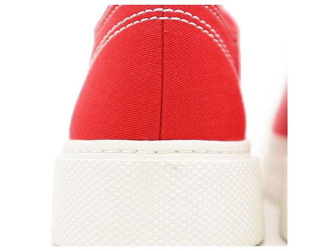 Sneakers in cotone Miu Miu Bianco Rosso - vista 7