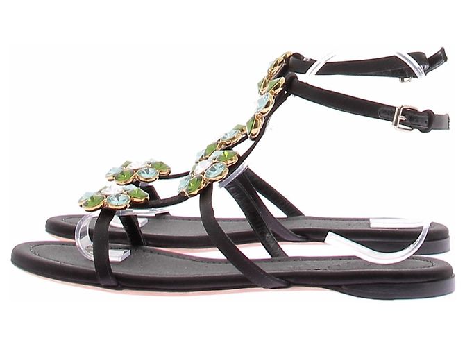 Giambattista Valli Sandali neri con fiori in strass Nero - vista 2
