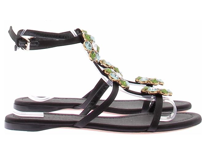 Giambattista Valli Sandali neri con fiori in strass Nero - vista 6