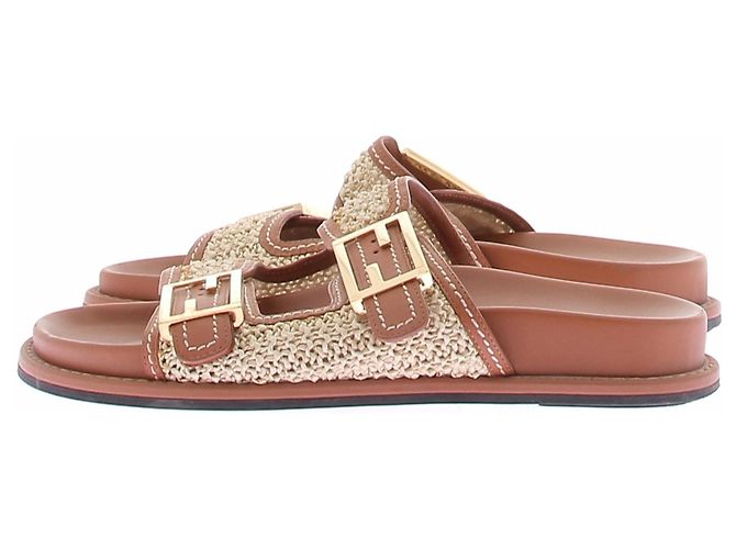 Sandalias Fendi Feel de piel marrón Castaño - vista 2