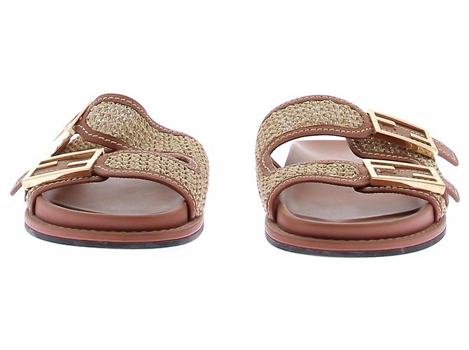 Sandalias Fendi Feel de piel marrón Castaño - vista 3