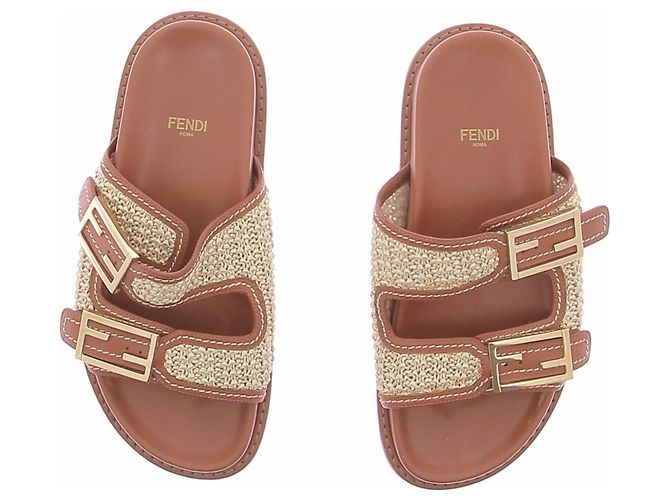 Sandalias Fendi Feel de piel marrón Castaño - vista 4