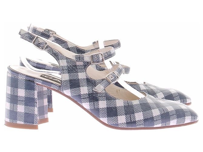 Carel Slingback a quadretti vichy blu - vista 6