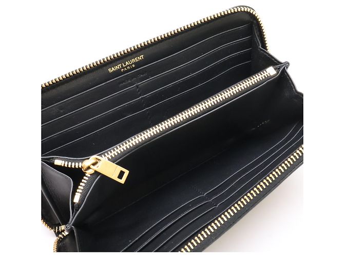 Yves Saint Laurent Tiny Cassandra Leather Wallet Black Golden - view 7