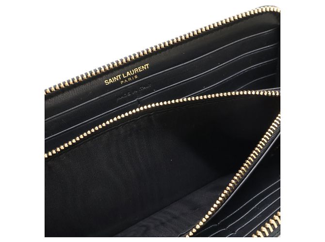 Yves Saint Laurent Tiny Cassandra Leather Wallet Black Golden - view 8