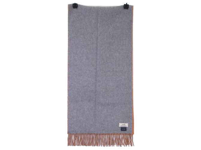 Stola bicolore in cashmere Hermès Marrone Arancione - vista 3