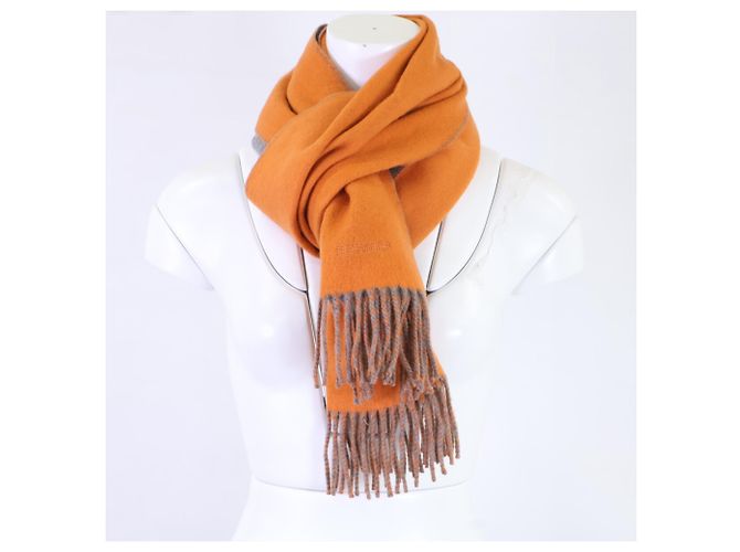 Stola bicolore in cashmere Hermès Marrone Arancione - vista 4