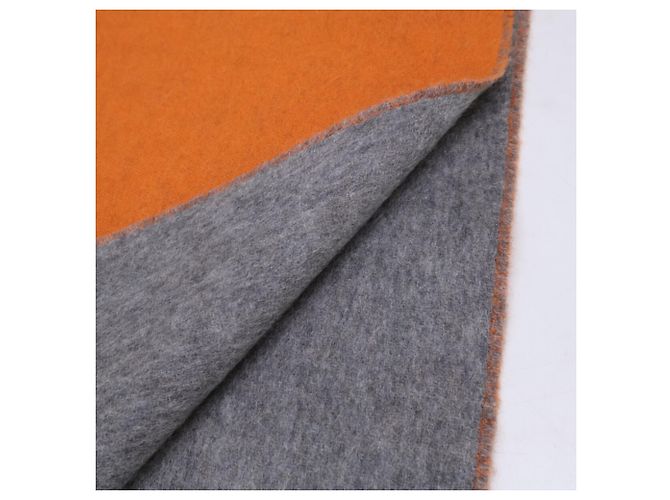 Stola bicolore in cashmere Hermès Marrone Arancione - vista 5