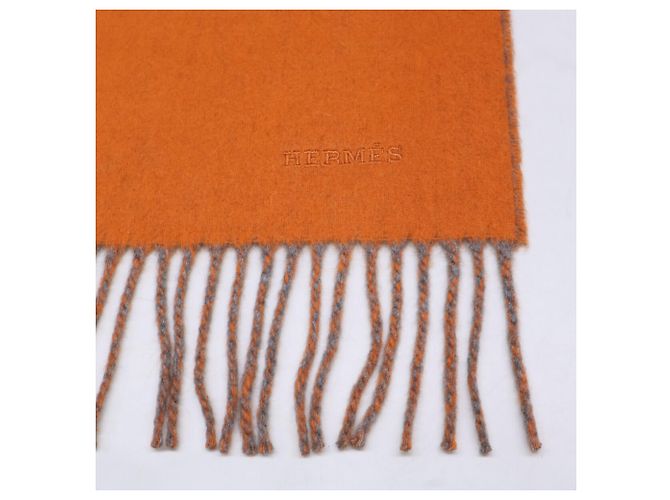 Stola bicolore in cashmere Hermès Marrone Arancione - vista 6